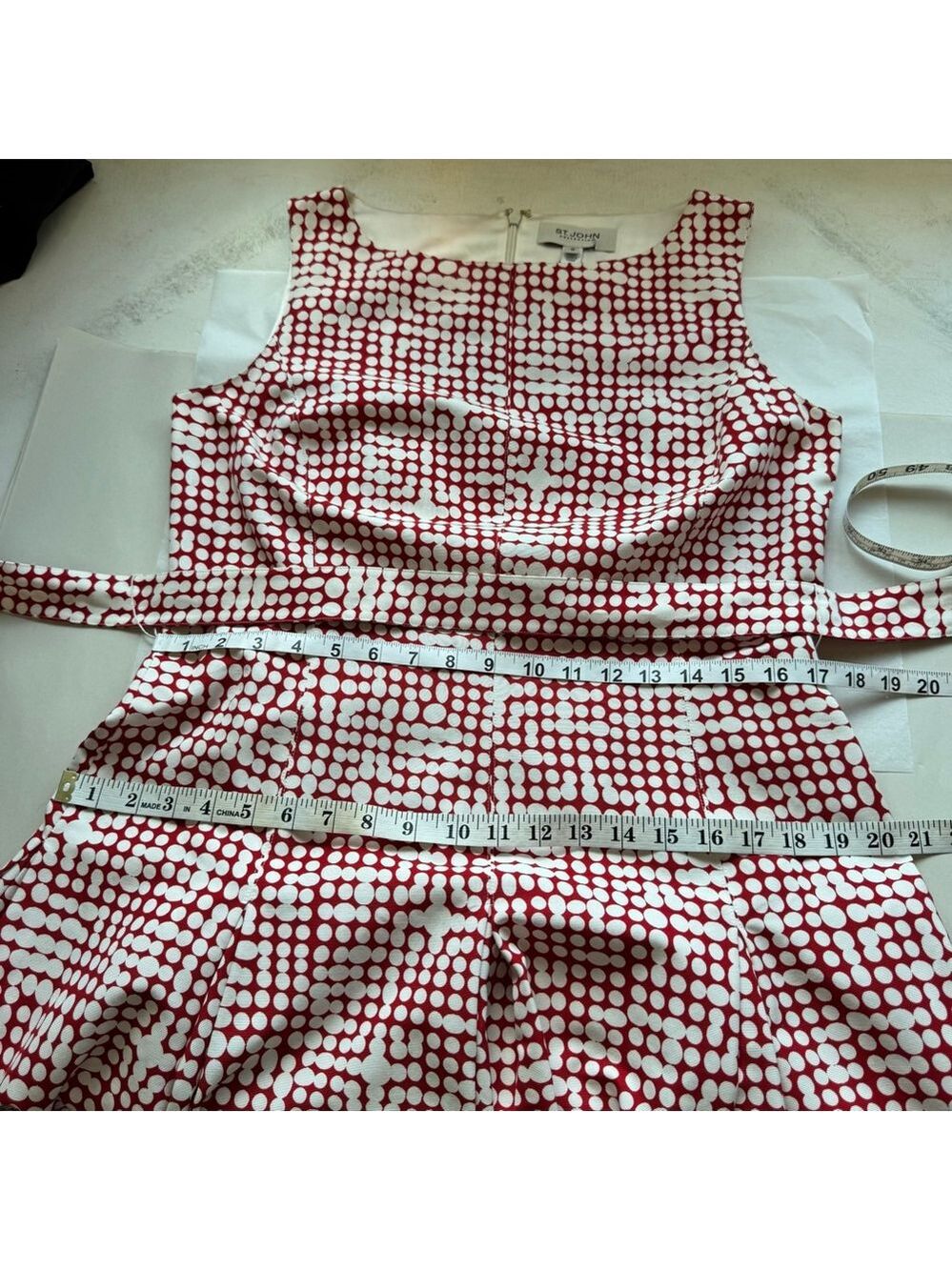 St. John Collection MidiDress Women's 10 Fit & Flare Red & White Sleeveless - Picture 6 of 13